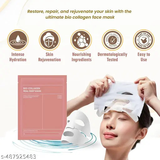 Face Mask, Bio-Collagen Real Deep Mask, Deep Collagen Overnight Mask Pack of 6