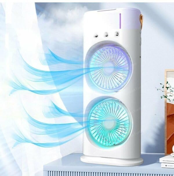Double Ended Spray Fan, Desk Fan with Mist Spray, Travel Cooler Fan, USB Rechargeable Mini Desktop Table Cooling Fan for Office