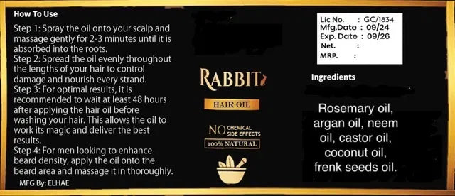 🌿Rabbit Herbal Hair Oil 😍Buy 1 Get 1 Free Today!😍